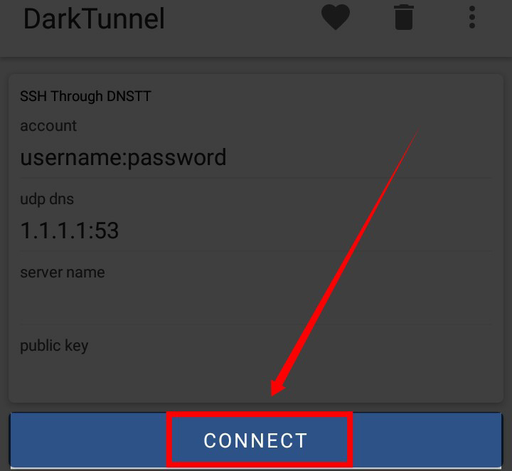 Connect to VPN of dark tunnel