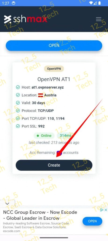 choose a openvpn server from sshmax   