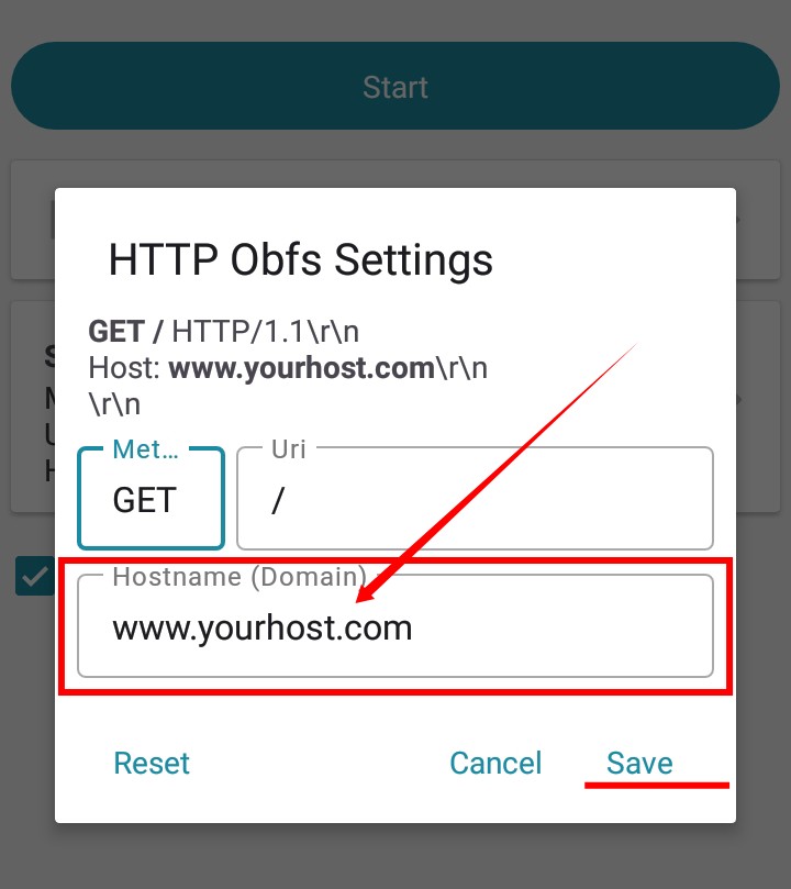 shadowsocks http obfuscation protocol on http injector custom sni