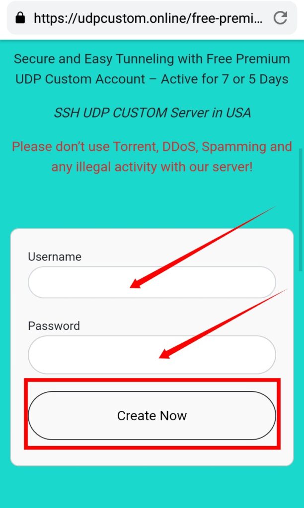 Create Your Server Account